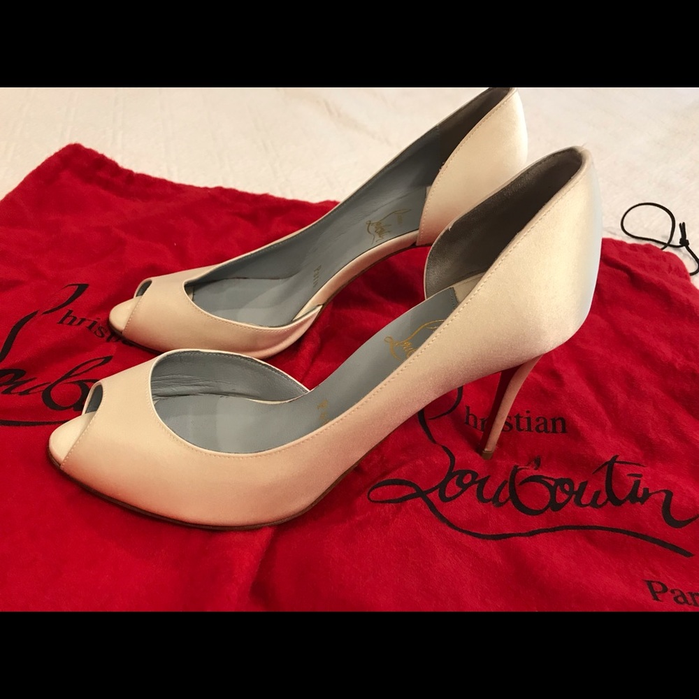 Christian Louboutin pearl white heels